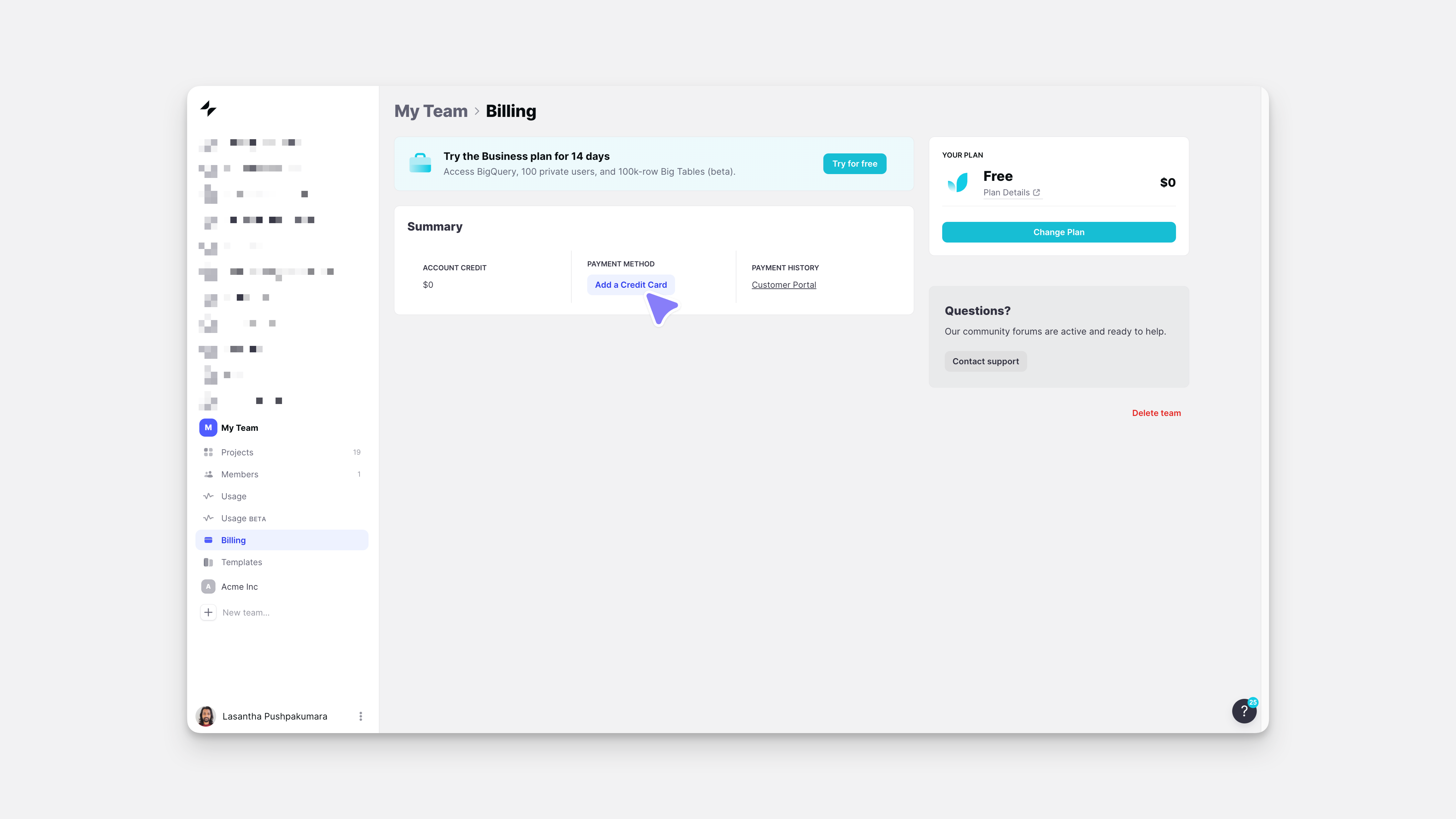 Adding a payment method